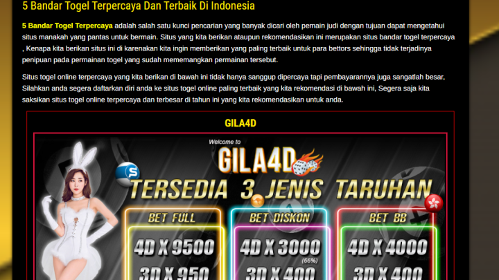 Tempat Pasang Togel Online Hadiah 4D Terbesar Dan Terpercaya