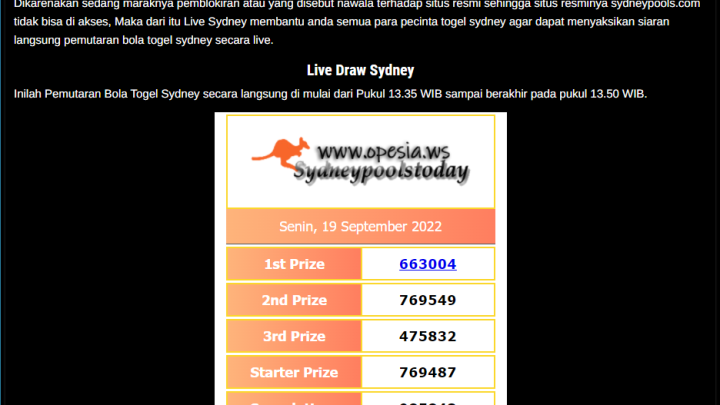Mengenali Pasaran Togel Selainnya Sydney | Live Draw Sydney