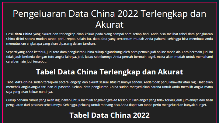 Informasi Pasar China atau Togel Data Cina Terpercaya