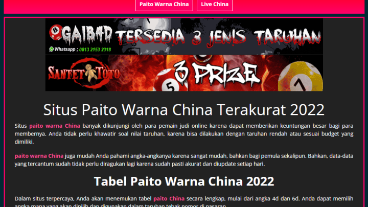 Situs Data Paito Warna China Terkomplet