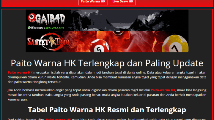 Paito Warna HK Dalam Judi Online